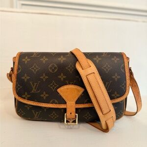 Louis Vuitton Brown Tan Crossbody Bag with Monogram Canvas
